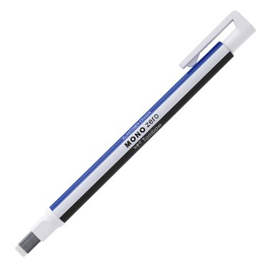 Portagomas Tombow Mono Zero punta rectangular 2,5 x 5 mm Cuerpo Blanco Azul y Negro