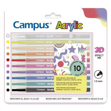 Rotuladores Acrílicos Campus Acrylic 3D Blíster 10 colores