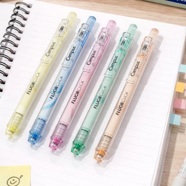 Marcador Fluorescente Pen Campus Retráctil Clip Fruta Perfumado Punta 1-4mm Rosa