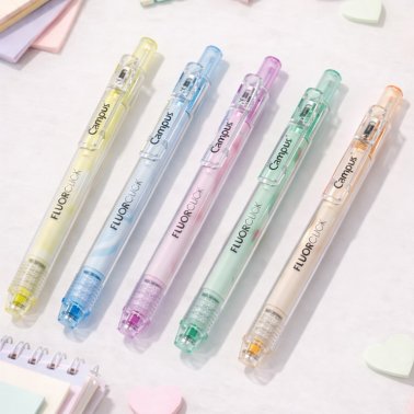 Marcador Fluorescente Pen Campus Retráctil Clip Fruta Perfumado Punta 1-4mm Azul