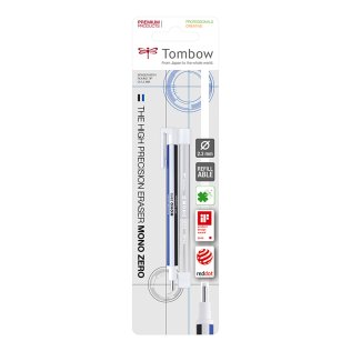 Portagomas Tombow Mono Zero Punta Redonda Blíster con 2 recambios