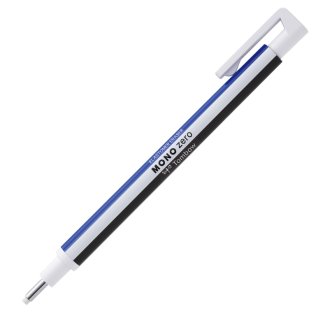 Portagomas Tombow Mono Zero punta redonda 2,3 mm. Cuerpo Blanco Azul y Negro