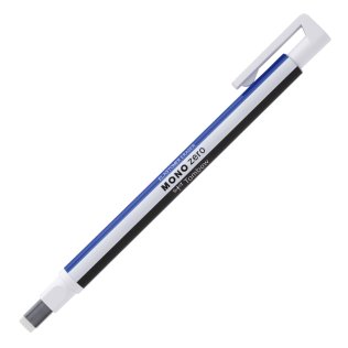 Portagomas Tombow Mono Zero punta rectangular 2,5 x 5 mm Cuerpo Blanco Azul y Negro