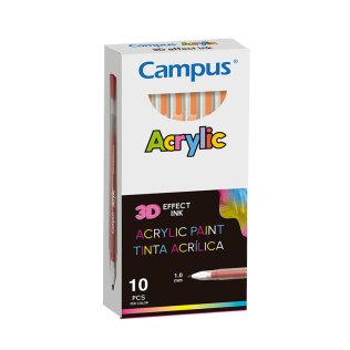 Rotuladores Acrílicos Campus Acrylic 3D Naranja 10 ud